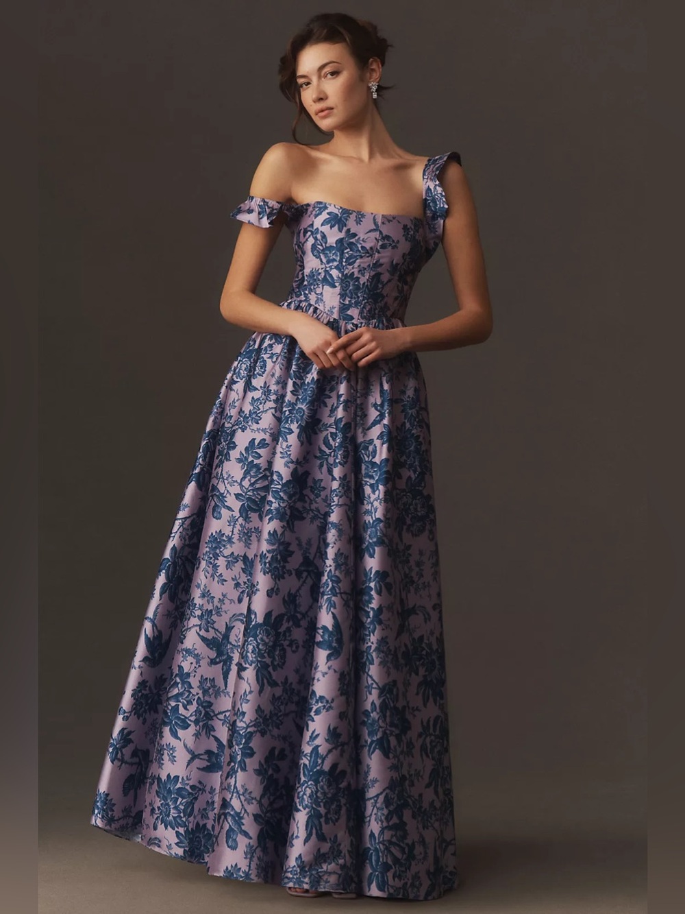 Anthropologie BHLDN Taffeta Bow-Detailed Square-Neck A-Line Maxi Dress